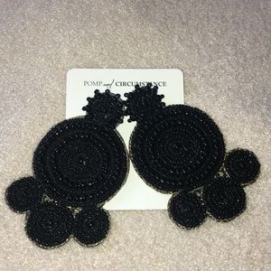 NEW Black bead Pomp and Circumstance earrings